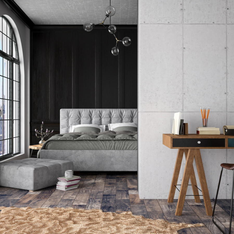 Modern room with cozy design.